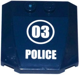 LEGO 45677pb087 - Wedge 4 x 4 x 2/3 Triple Curved with '03' in White Circle and 'POLICE' Pattern (Sticker) - Set 60069