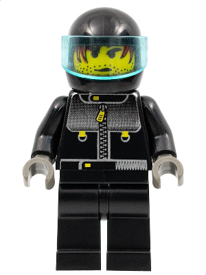 LEGO Minifigure stu008 - Male Actor 3, Driver, Black Helmet, Trans-Light Blue Visor