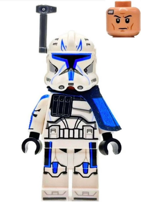LEGO Minifigure sw1315 - Clone Trooper Captain Rex, 501st Legion (Phase 2) - Blue Cloth Pauldron, Rangefinder, Printed White Arms