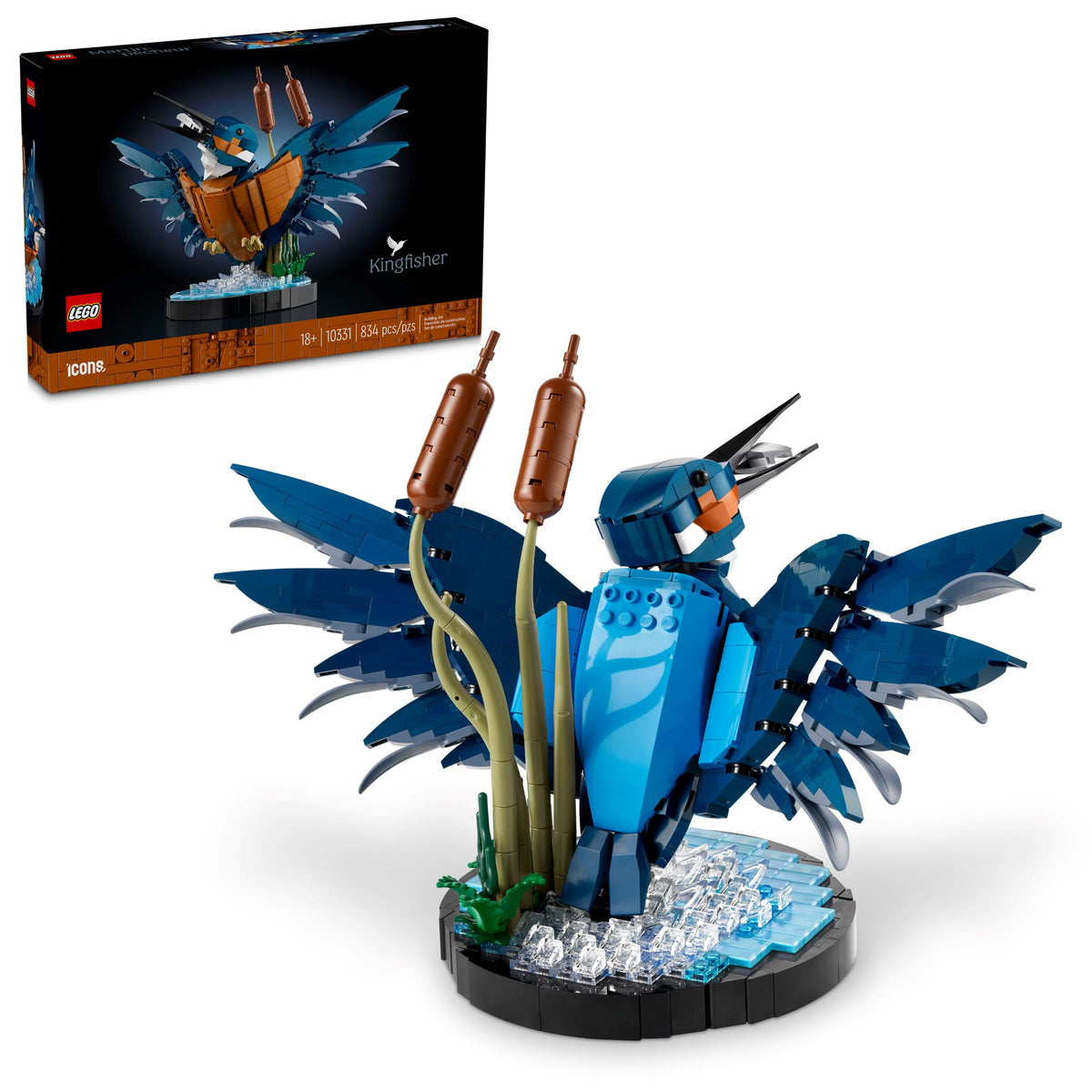 LEGO Icons 10331 IJsvogel, doos en gebouwd model