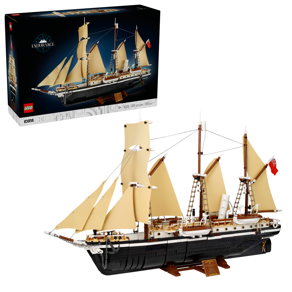 LEGO Icons 10335 De Endurance, doos en gebouwd model