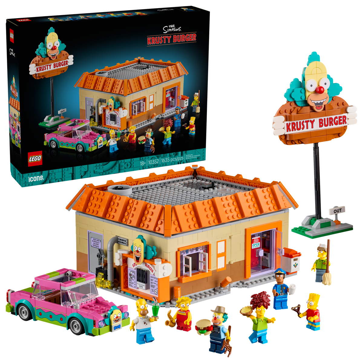 LEGO The Simpsons 10352 Krusty Burger, doos en gebouwd model