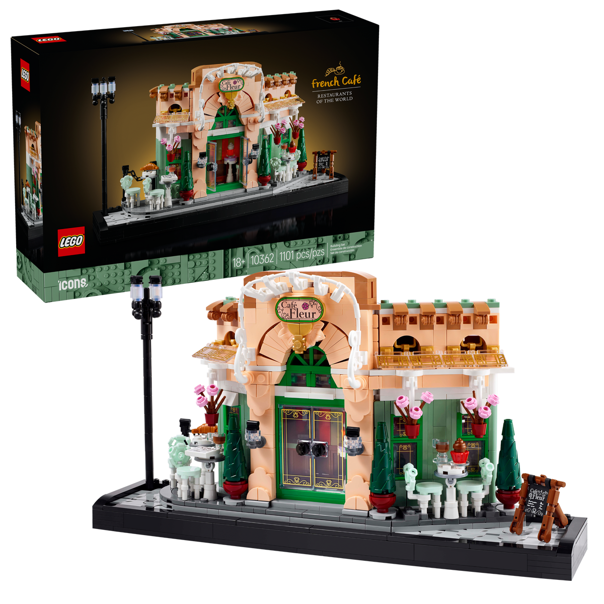 LEGO Icons 10362 Frans café, doos en gebouwd model