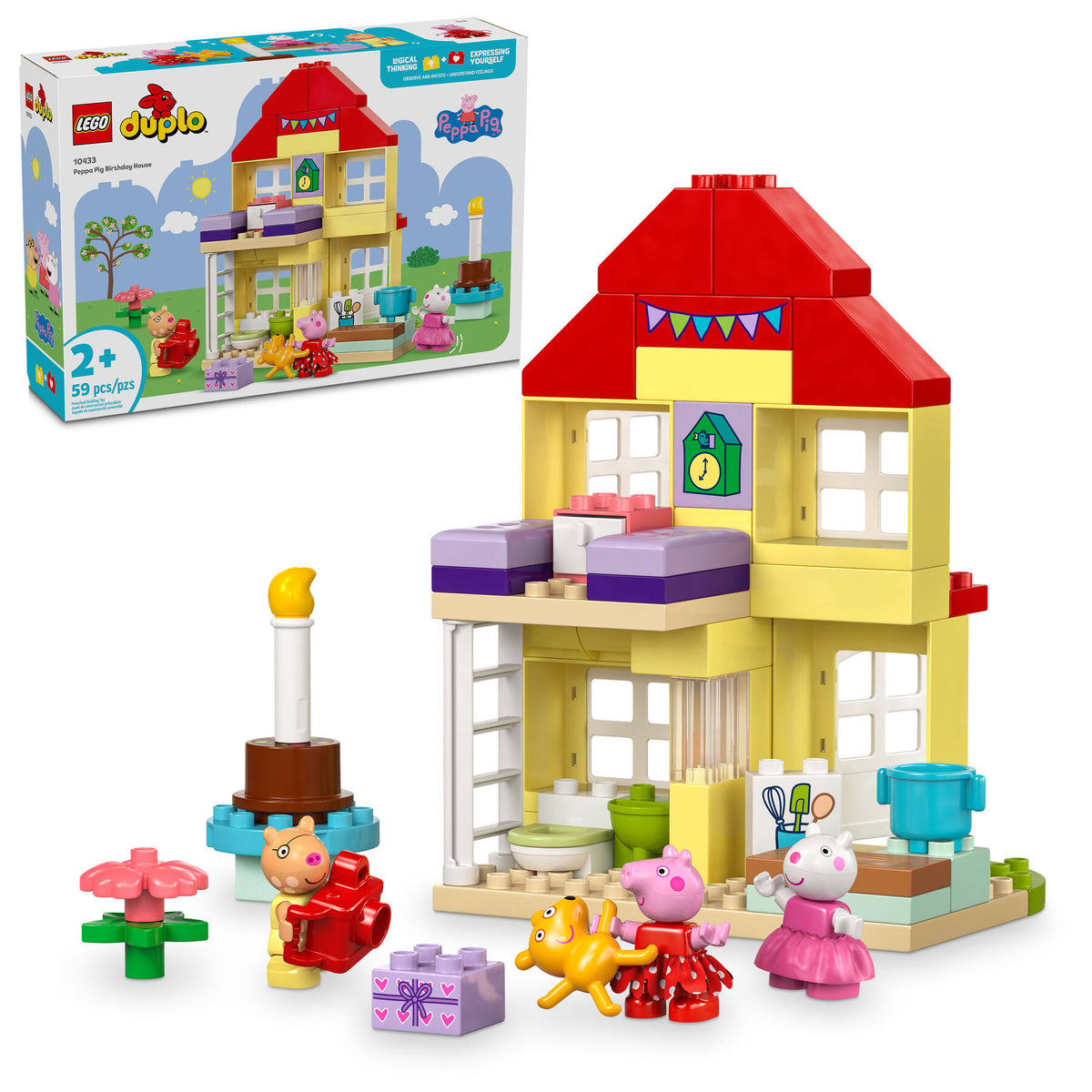 LEGO DUPLO 10433 Peppa Big verjaardagshuis, doos met huis en figuren