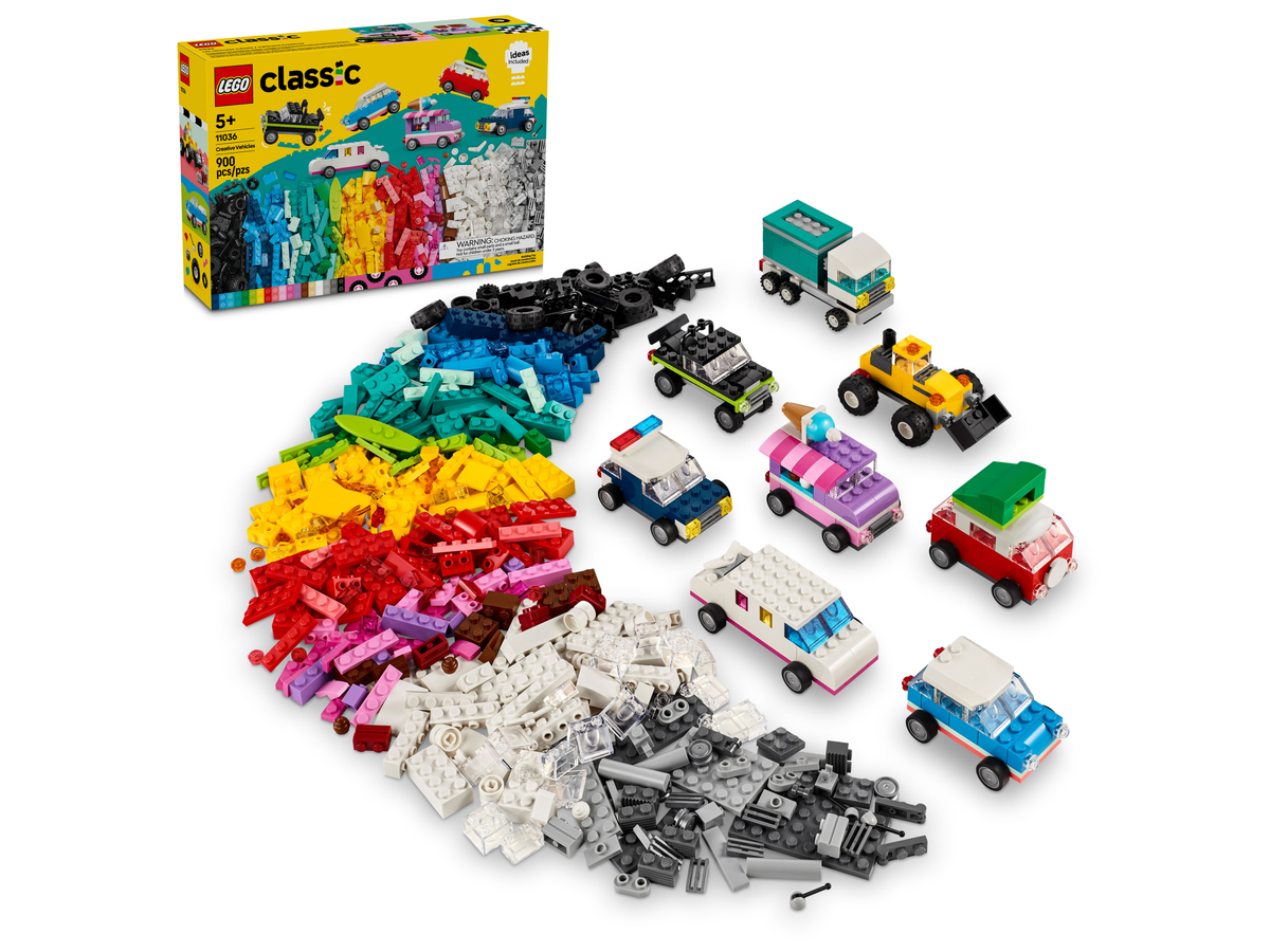 LEGO Classic 11036 Creatieve voertuigen, doos met stenen en voertuigen