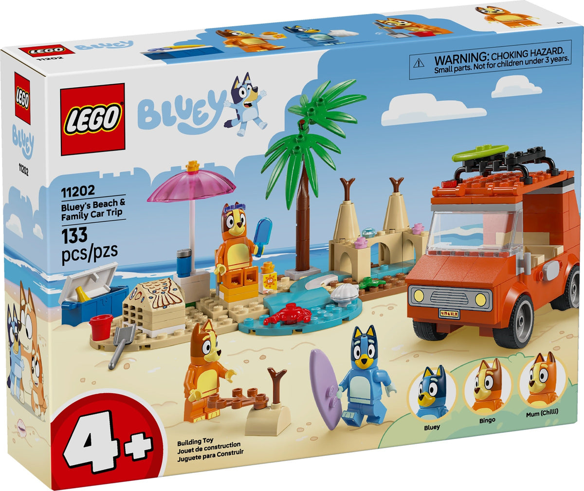 LEGO Bluey 11202 Bluey's Beach & Family Car Trip, box