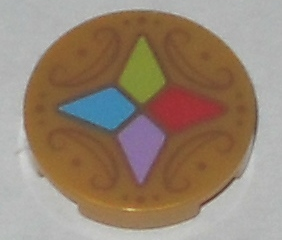 LEGO 14769pb201 - Tile, Round 2 x 2 with Bottom Stud Holder with 4 Crystals Pattern