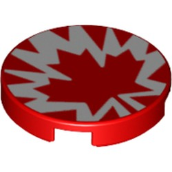 LEGO 14769pb275 - Tile, Round 2 x 2 with Bottom Stud Holder with Red and White Maple Leaf Pattern - Image 1