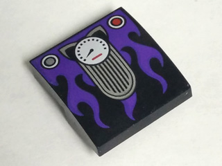 LEGO 15068pb094 - Slope, Curved 2 x 2 x 2/3 with Cat Ears Speedometer and Dark Purple Flames Pattern - Image 1
