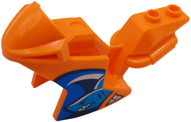 LEGO 18895pb34 - Motorcycle Fairing, Racing (Sport) Bike with Dark Azure, Dark Blue and White Shark and Wave on Blue Background Pattern on Both Sides