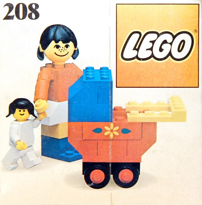 LEGO Building Set with People 208 Mother with Baby Carriage, original box artwork