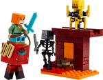 LEGO Minecraft 21266 The Nether Lava Battle, Alex on the strider at the Nether fortress bridge