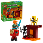 LEGO Minecraft 21266 The Nether Lava Battle, box and built set