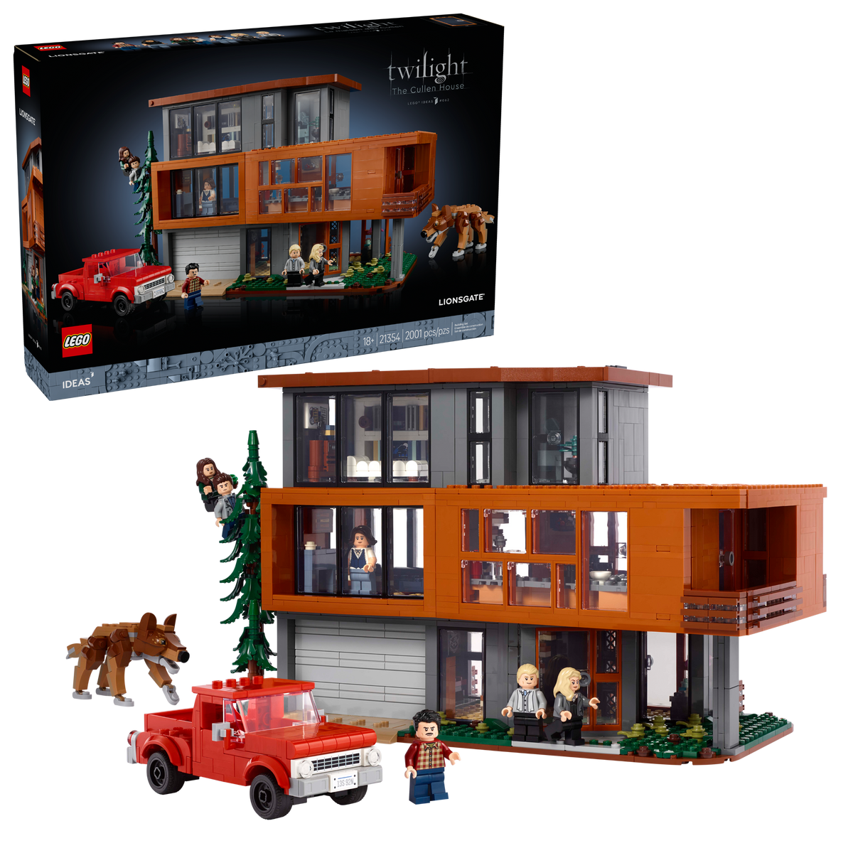 LEGO Ideas 21354 Twilight: Het huis van de familie Cullen, doos en gebouwd model