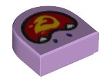 LEGO 24246pb032 - Tile, Round 1 x 1 Half Circle Extended with Open Mouth with Flame Pattern - Image 1