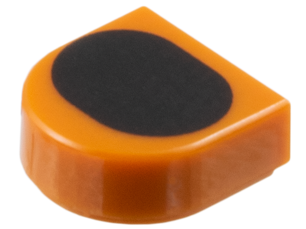 LEGO 24246pb056 - Tile, Round 1 x 1 Half Circle Extended with Black Oval Pattern - Image 1