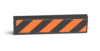 LEGO 2431pb0147 - Tile 1 x 4 with  and Orange Danger Stripes Pattern (Sticker) - Set 7738 - Image 1