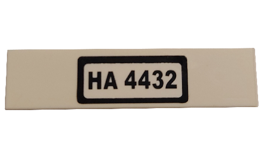 LEGO 2431pb0238 - Tile 1 x 4 with 'HA 4432' on  Background Pattern (Sticker) - Set 4432 - Image 1