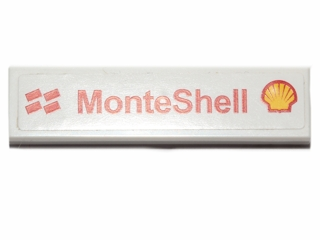 LEGO 2431pb0343 - Tile 1 x 4 with Red 'MonteShell' and Shell Logo Pattern (Sticker) - Set 30192 - Image 1