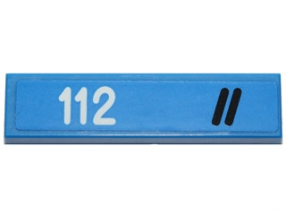 LEGO 2431pb0399R - Tile 1 x 4 with Two Black Diagonal Stripes and '112' Pattern Model Right Side (Sticker) - Set 40192 - Image 1