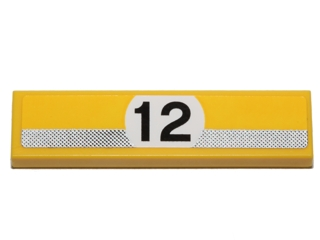 LEGO 2431pb0401 - Tile 1 x 4 with Silver Stripe with Black Dots and '12' in White Circle Pattern (Sticker) - Set 40193 - Image 1