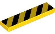 LEGO 2431pb0725 - Tile 1 x 4 with 5 Black Danger Stripes (No Black Corners) Pattern - Image 1
