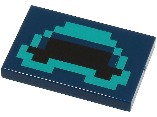 LEGO 26603pb327 - Tile 2 x 3 with Pixelated Black Mouth with Dark Turquoise Outline Pattern (Minecraft Warden Mouth)