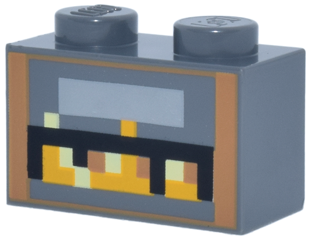 LEGO 3004pb371 - Brick 1 x 2 with Minecraft Pixelated Smoker Lit Pattern