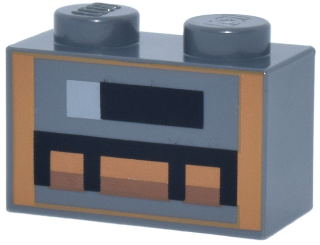 LEGO 3004pb372 - Brick 1 x 2 with Minecraft Pixelated Smoker Unlit Pattern - Image 1