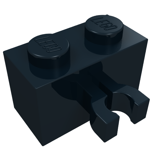LEGO 30237a Brick, Modified 1 x 2 with Split U Clip Thick (Vertical Grip) in Black - Authentic LEGO Part