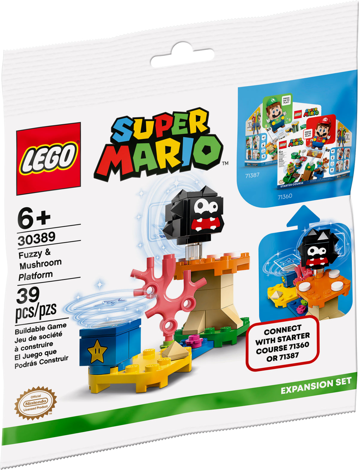 LEGO Super Mario 30389 Fuzzy & paddenstoelplatform, polybag