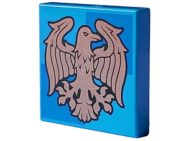 LEGO 3068pb2357 - Tile 2 x 2 with Copper Ravenclaw Crest on Blue Squares Pattern
