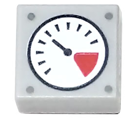 LEGO 3070pb180 - Tile 1 x 1 with White and Red Gauge, Black Thin Needle, and Rivets Pattern