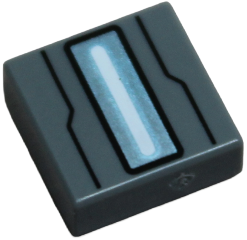 LEGO 3070pb383 - Tile 1 x 1 with Metallic Light Blue and White Arc Reactor with Black Outline and Bent Lines Pattern
