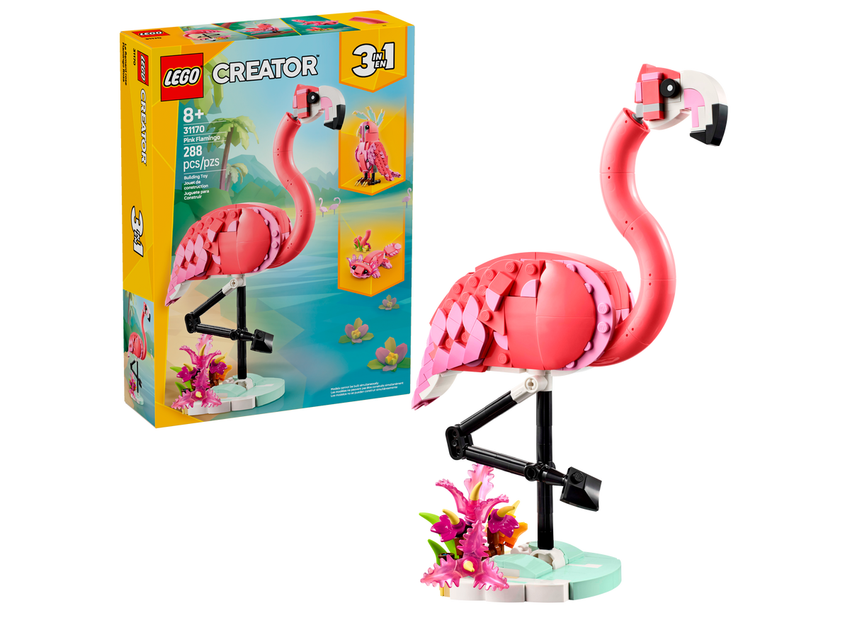 LEGO Creator 31170 Wilde dieren: roze flamingo, doos en flamingo