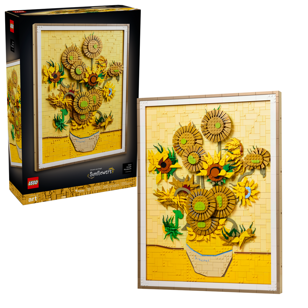LEGO Art 31215 Vincent van Gogh - Zonnebloemen, doos en gebouwd model