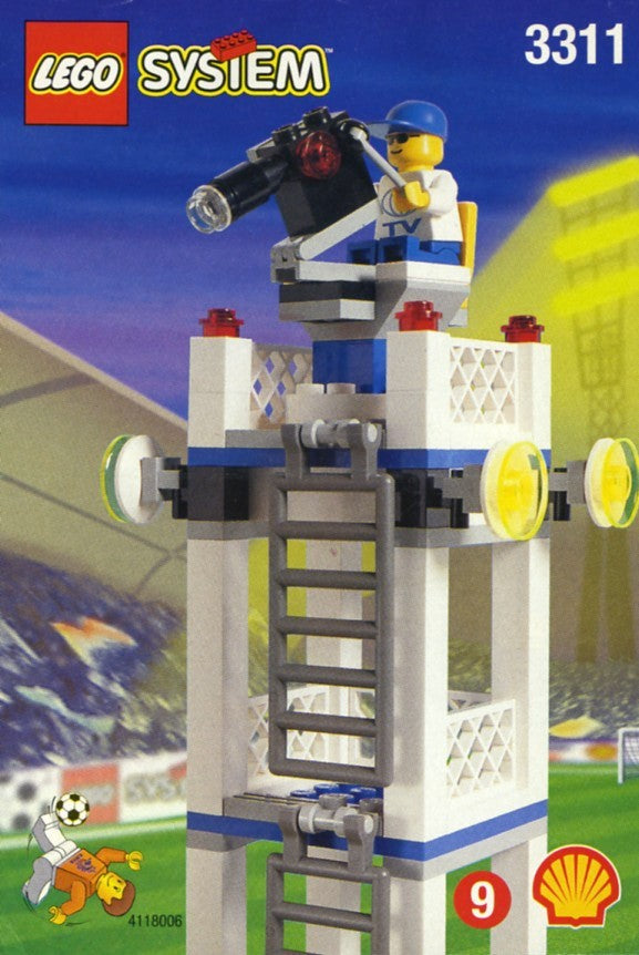 LEGO Sports 3311 Camera Tower, instruction booklet cover with the built tower