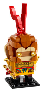 LEGO BrickHeadz 40381 Monkey King, built model with staff on the display baseplate