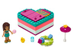LEGO Friends 41384 Andrea's Summer Heart Box, closed heart box with Andrea and accessories