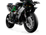 LEGO Technic 42170 Kawasaki Ninja H2R Motorcycle, front view with steering