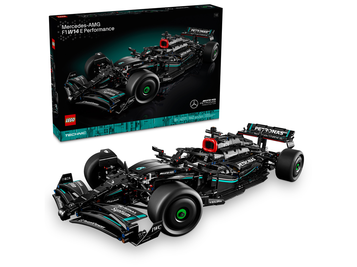 LEGO Technic 42171 Mercedes-AMG F1 W14 E Performance, doos en gebouwd model