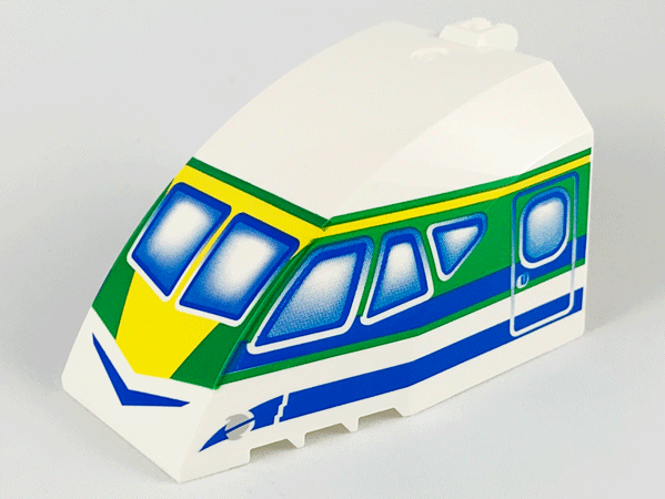 LEGO 42602pb01 - Windscreen 8 x 6 x 4 Canopy with Hinge and Airliner Cockpit Blue/Green Pattern - Image 1