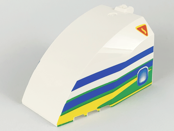 LEGO 42602pb02 - Windscreen 8 x 6 x 4 Canopy with Hinge and Airliner Aft Blue/Green Pattern - Image 1