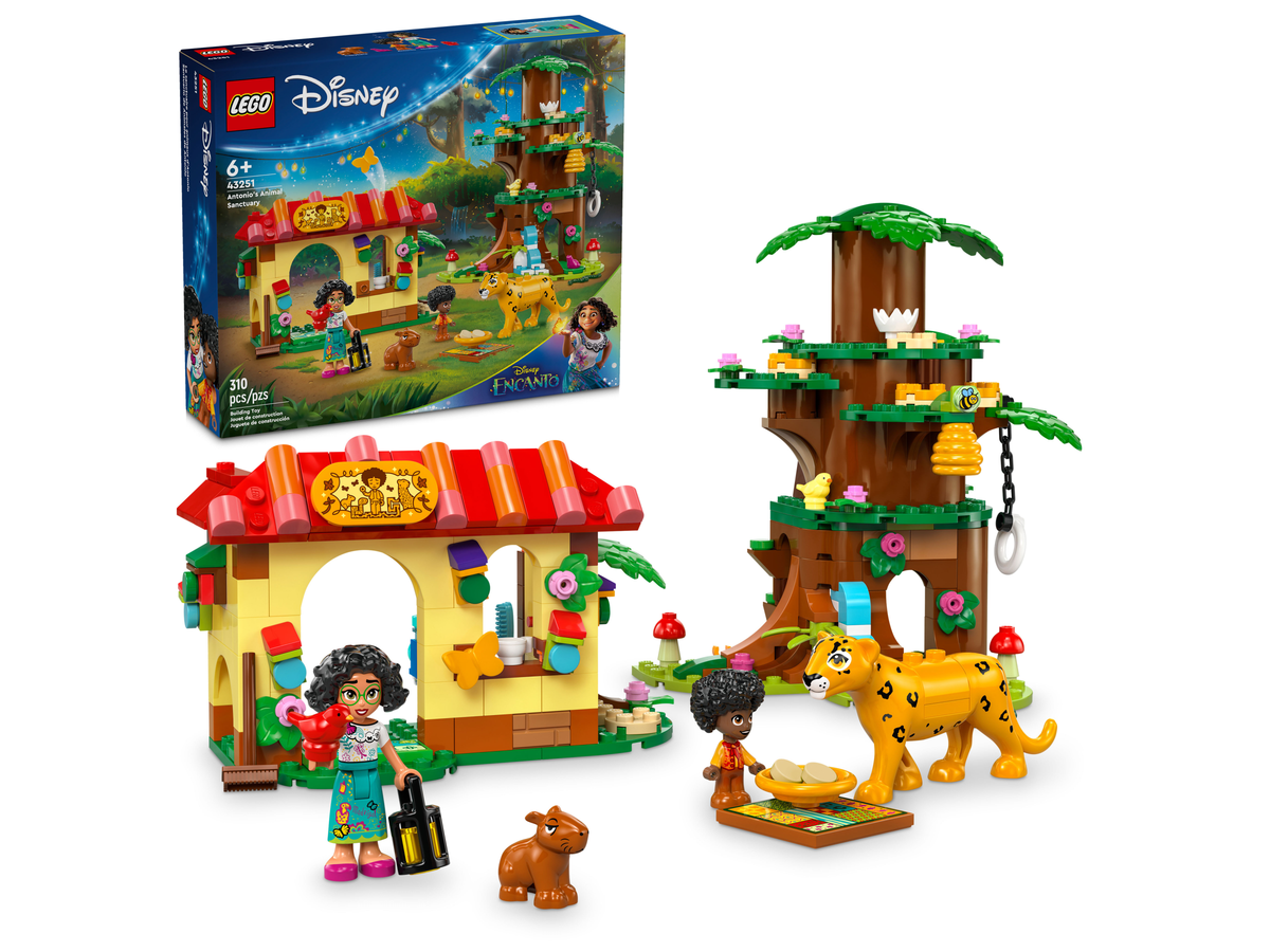 LEGO Disney 43251 Antonio's Animal Sanctuary, box and built models