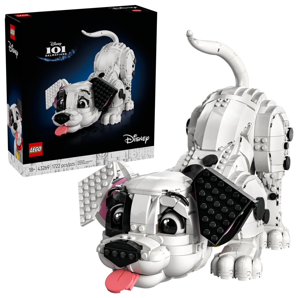 LEGO Disney 43269 101 Dalmatians Puppy, box and model