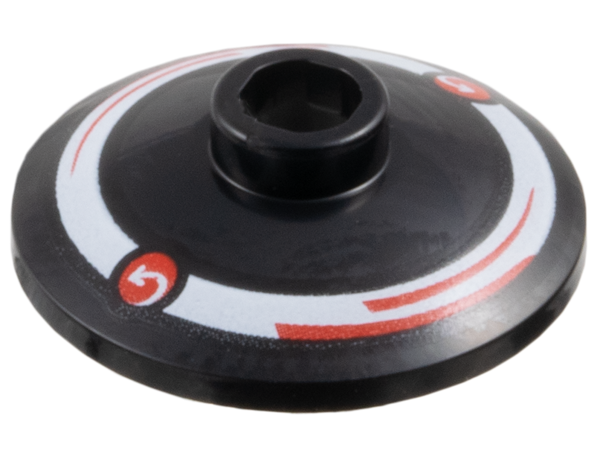 LEGO 4740pb037R - Dish 2 x 2 Inverted (Radar) with Red Circles with Curved Arrows MoneyGram Logos and Arcs on White Ring Pattern Model Right Side - Image 1