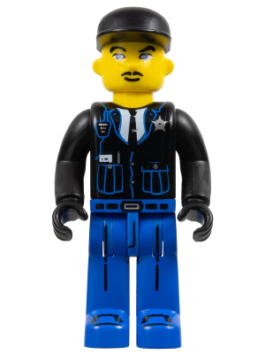 LEGO Minifigure 4j017 - Police - Blue Legs, Black Jacket, Black Cap
