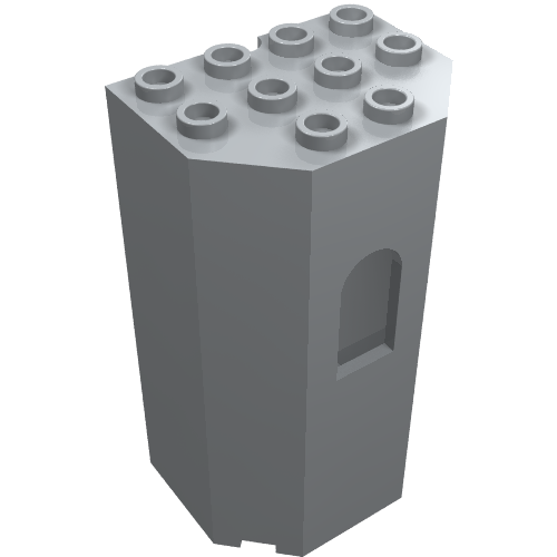 LEGO 30246 Panel 3 x 4 x 6 Turret Wall with Window in Light Bluish Gray - Authentic LEGO Part