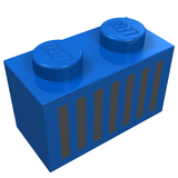 LEGO 3004p06 Brick 1 x 2 with Black Grille with 7 Vertical Lines Pattern in Blue - Authentic LEGO Part
