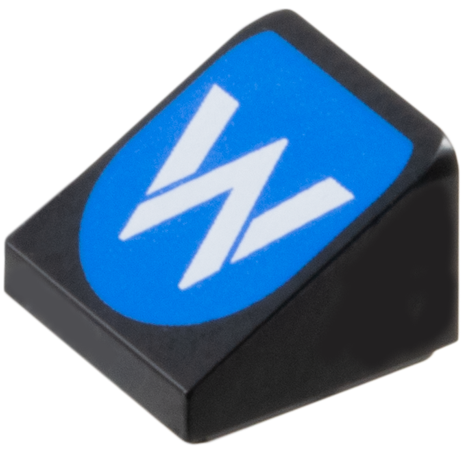 LEGO 54200pb132 - Slope 30 1 x 1 x 2/3 with Williams Formula 1 Logo Stylized White Capital Letter W on Blue Background Pattern - Image 1